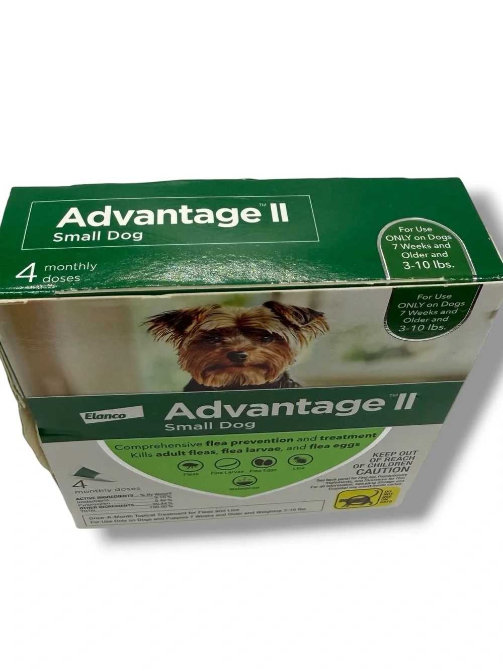 Advantage II Small Dog Flea & Lice Treatment 4 Monthly Doses 3-10 lbs